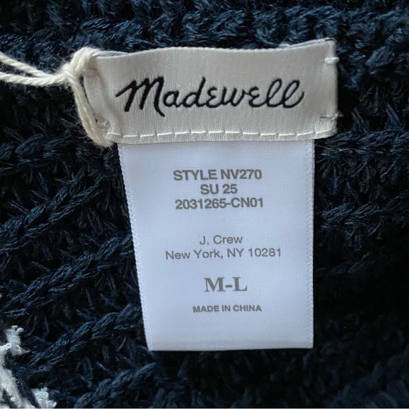 $78 NWT Madewell Crocheted Navy Blue White Stripes Bucket Hat Size M/L main image 8